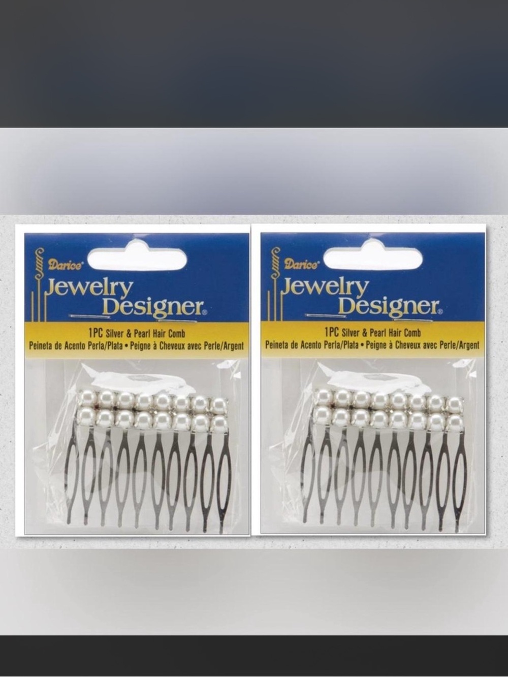$1 Darice Jewelry Designer Silver and Pearl Hair Comb $1 WITH ANY $10 ORDER OR M